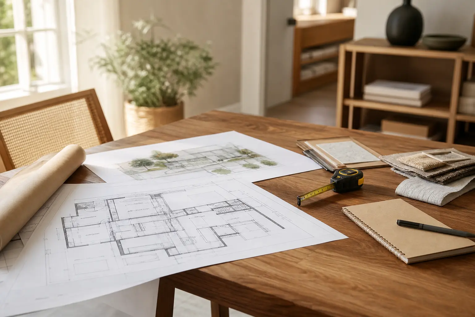 Plans, mesures et carnet pour préparer un projet maison