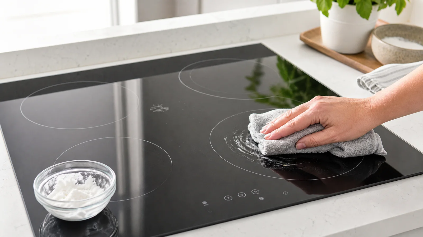 Nettoyer une plaque induction au bicarbonate sans la rayer