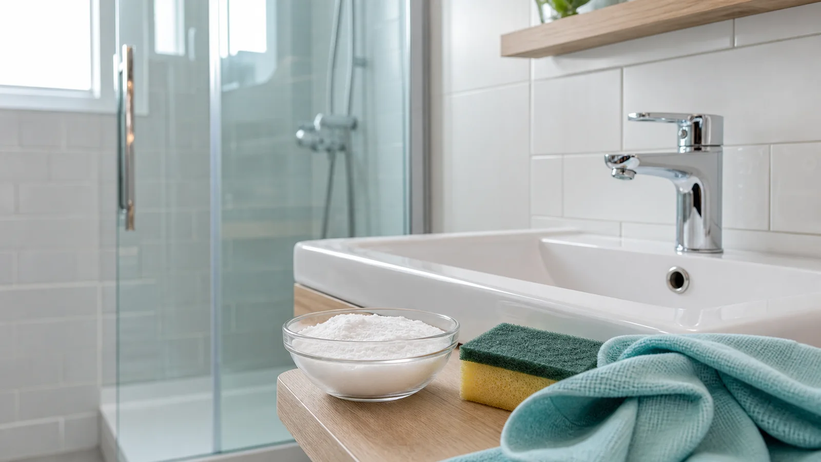 Nettoyer la salle de bain au bicarbonate sans laisser de traces